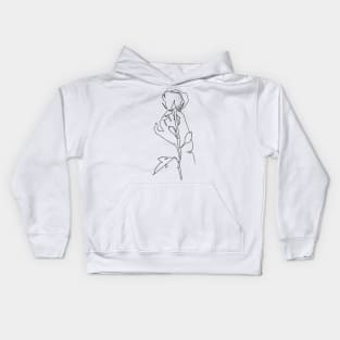 hand holding a rose minimalistic lineart Kids Hoodie